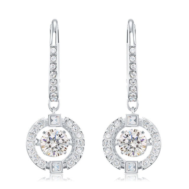 Swarovski Crystal Sparkling Dance Pierced Earrings, White, Rhodium-Plated