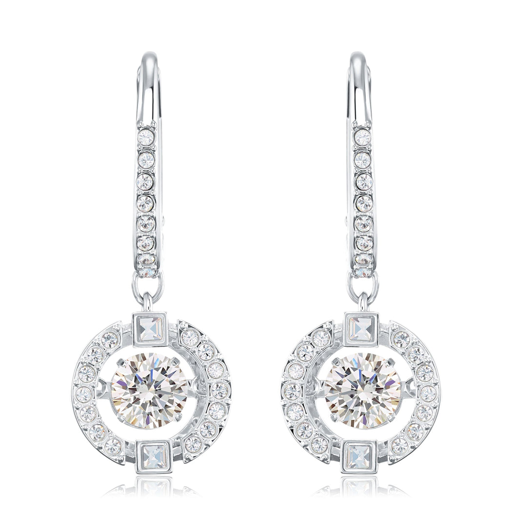Swarovski Crystal Sparkling Dance Pierced Earrings, White, Rhodium-Plated