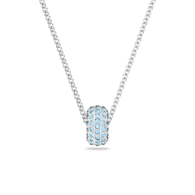 Swarovski Crystal Stone Rhodium-Plated Blue Pendant Necklace