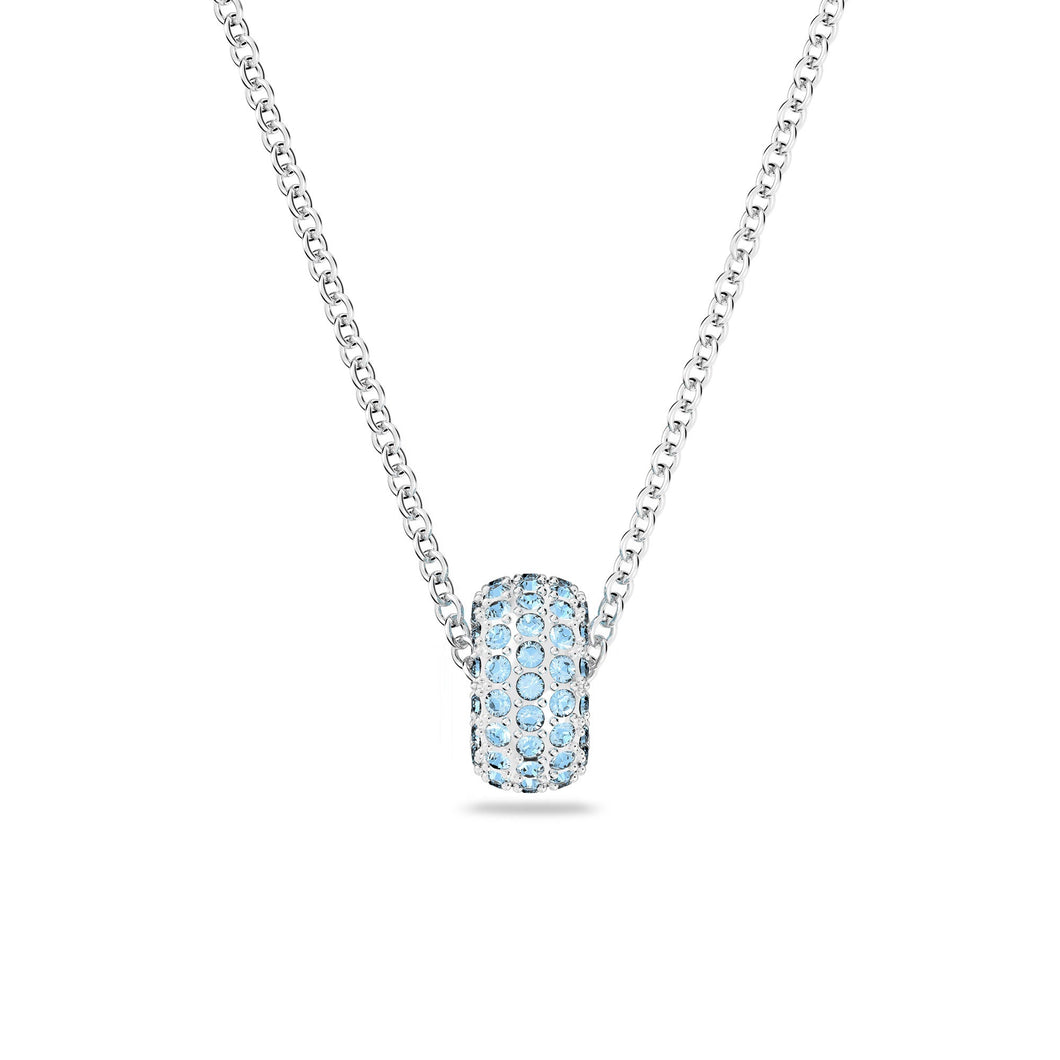 Swarovski Crystal Stone Rhodium-Plated Blue Pendant Necklace