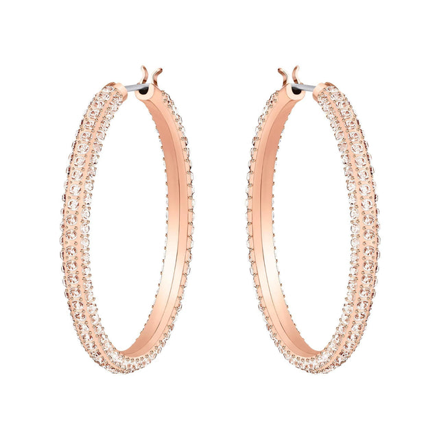 Swarovski Crystal Stone Rose Gold-Tone Hoop Earrings
