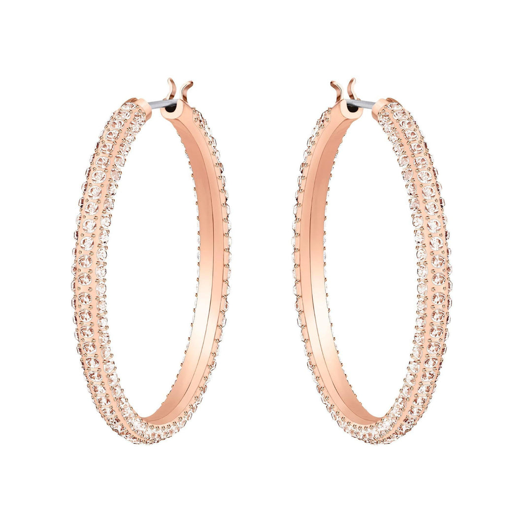 Swarovski Crystal Stone Rose Gold-Tone Hoop Earrings