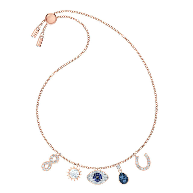 Swarovski Crystal Symbolic Rose Gold-Tone Charm Bracelet, Medium
