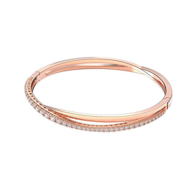 Swarovski Crystal Twist Rose Gold-Tone Plated Bangle Bracelet