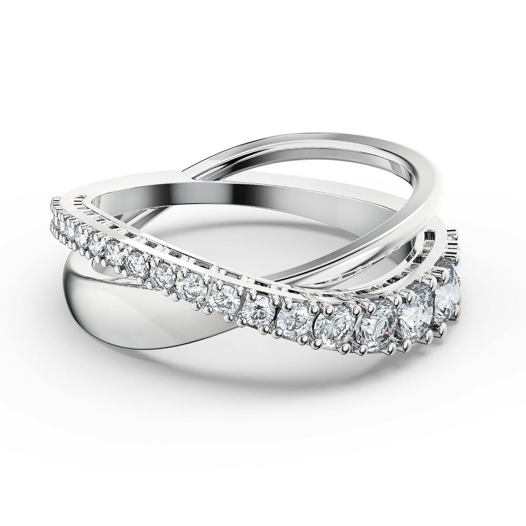 Swarovski Crystal Twist Rows Band Ring - Size 6