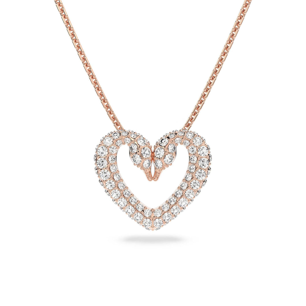 Swarovski Crystal Una Heart Pendant Necklace | White Crystal | Rose Gold-Tone Plated