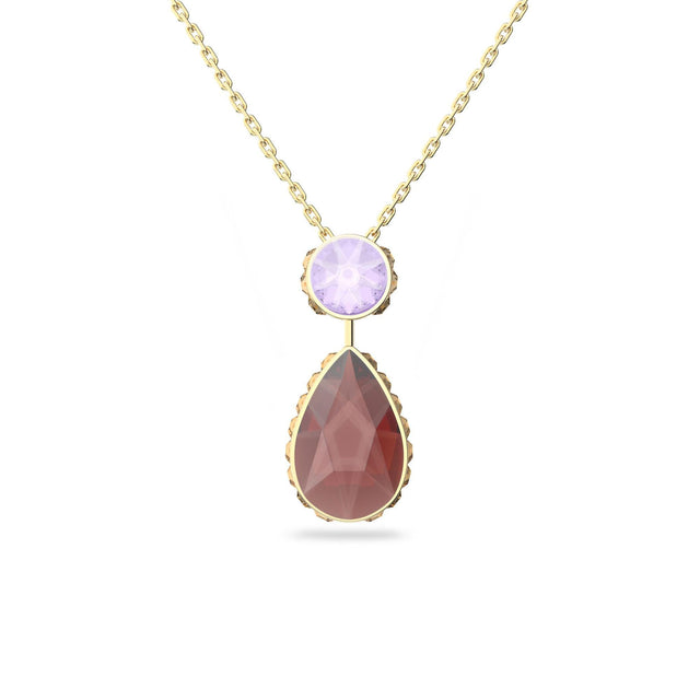 Swarovski Crystal and Colorado Topaz Orbita Gold-Tone Plated Drop Pendant Necklace