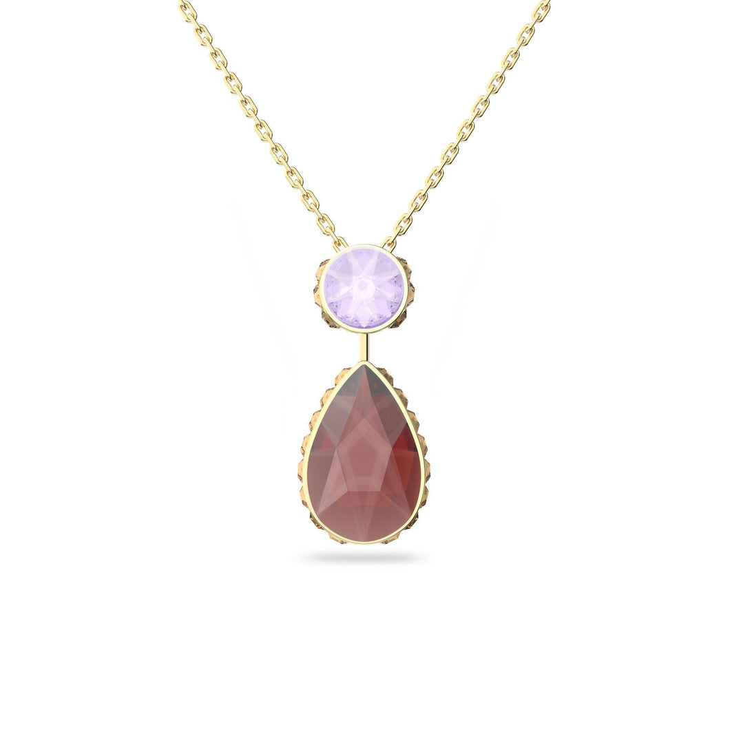 Swarovski Crystal and Colorado Topaz Orbita Gold-Tone Plated Drop Pendant Necklace
