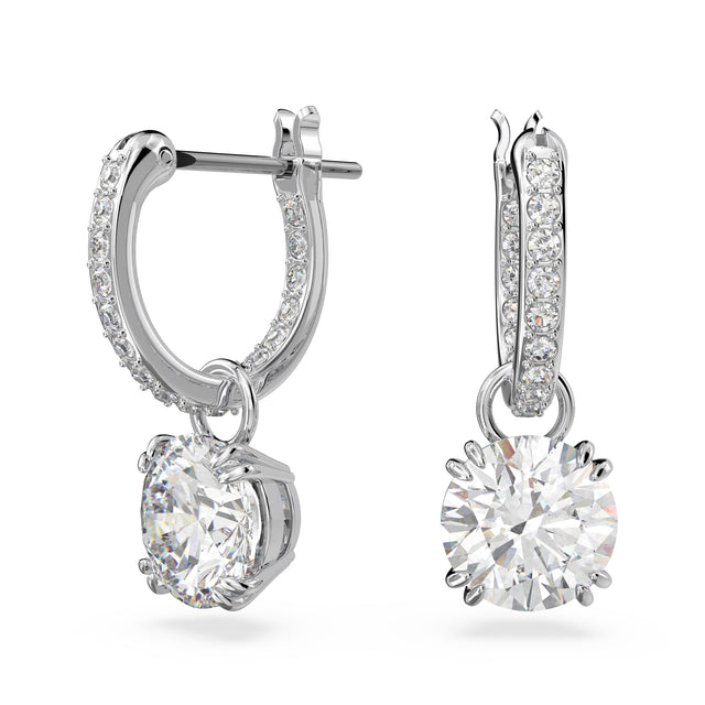 Swarovski Crystal and Zirconia Constella Rhodium-Plated Hoop Drop Earrings