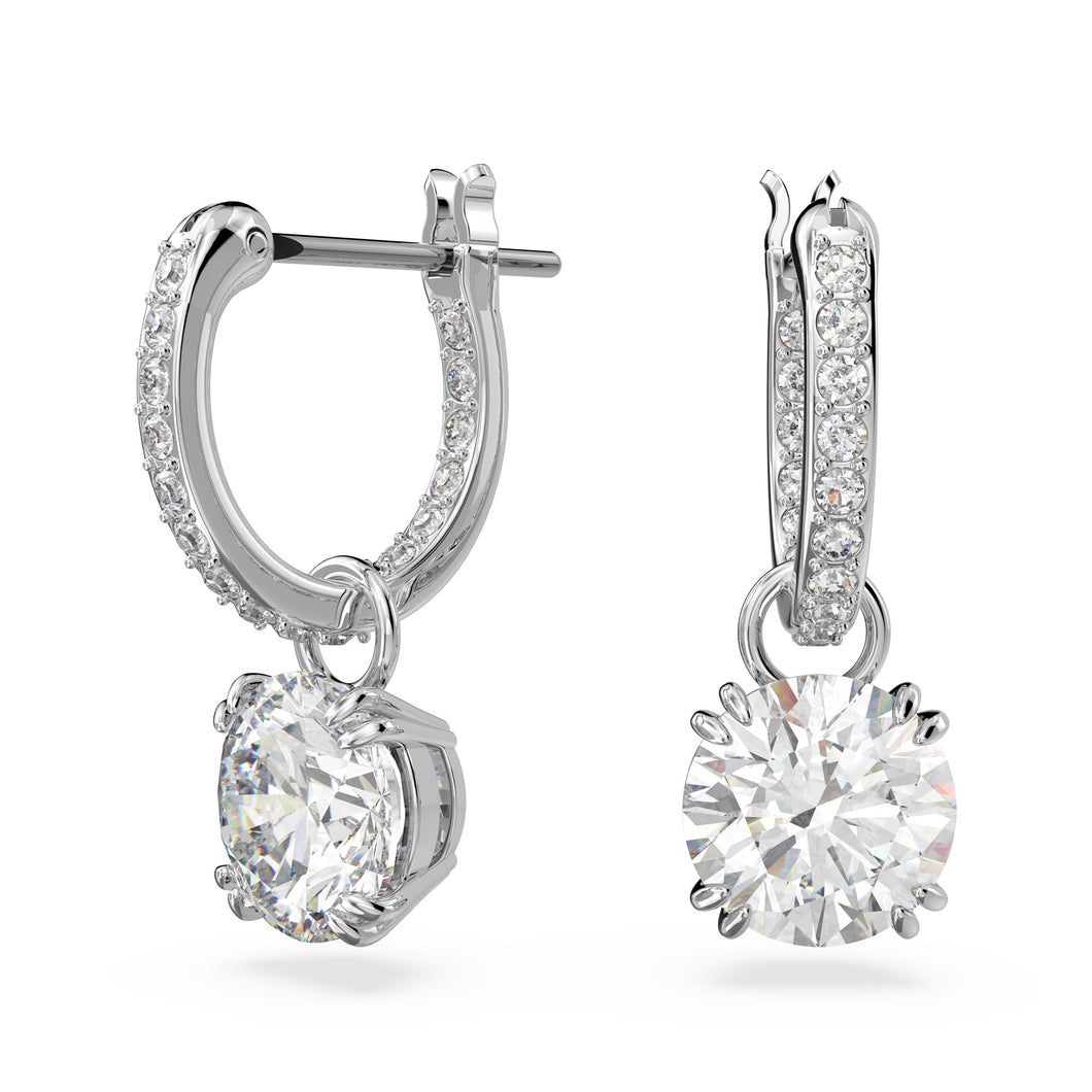 Swarovski Crystal and Zirconia Constella Rhodium-Plated Hoop Drop Earrings