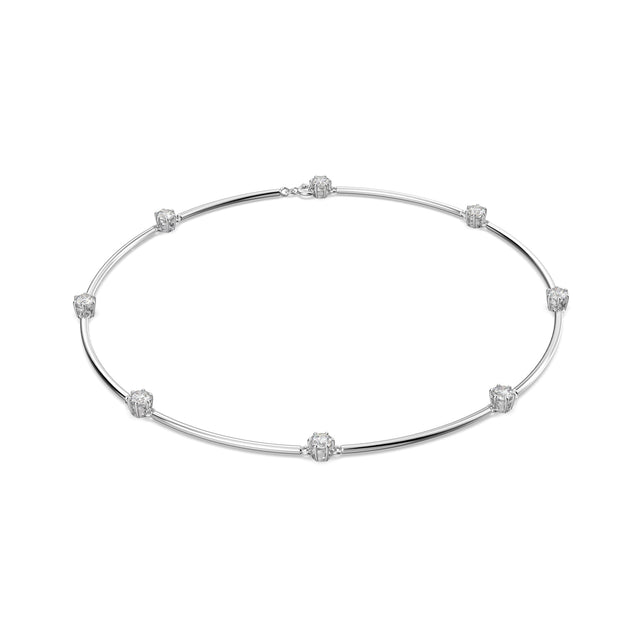 Swarovski Crystal and Zirconia Constella Rhodium-Plated Station Necklace, Short