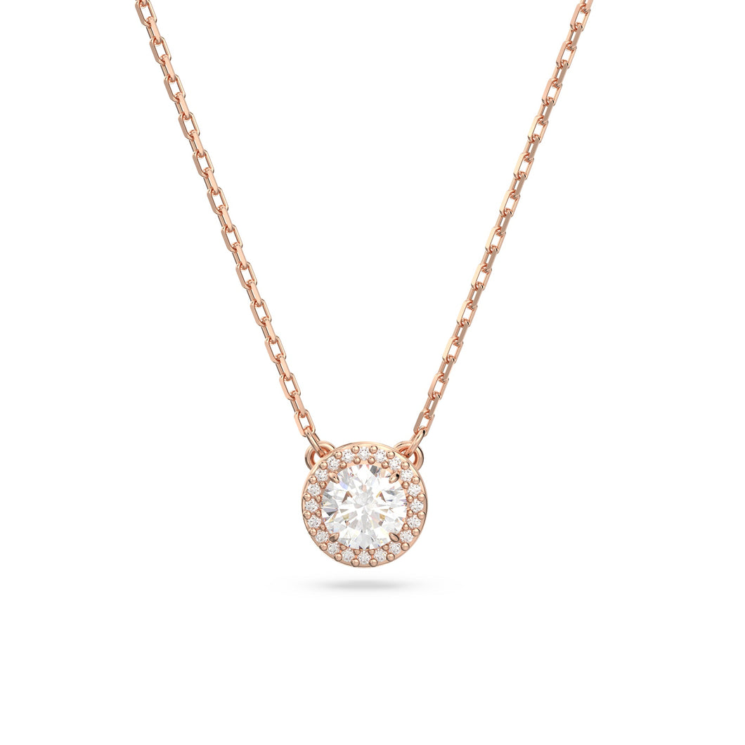 Swarovski Crystal and Zirconia Constella Rose Gold-Tone Halo Pendant Necklace