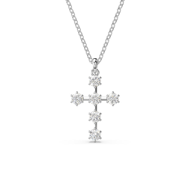 Swarovski Crystal and Zirconia Insigne Rhodium-Plated Cross Pendant Necklace
