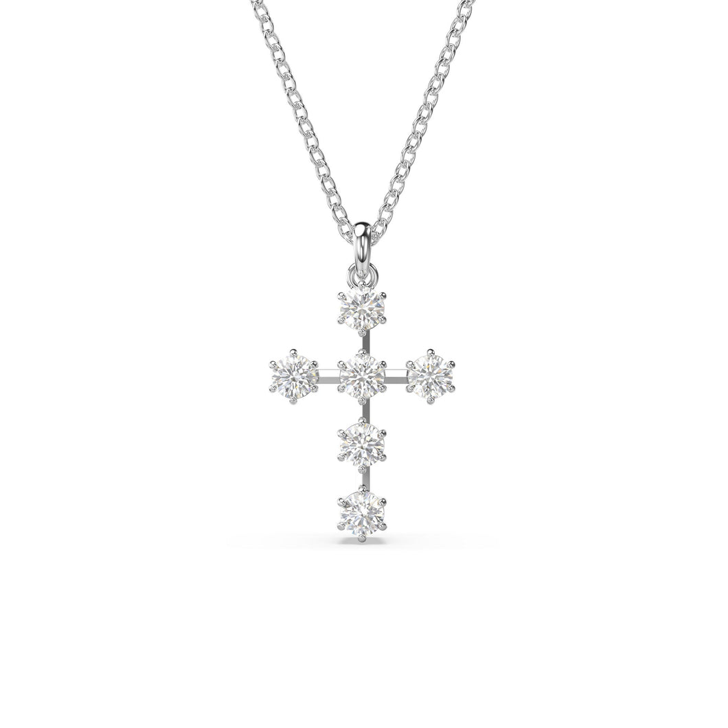 Swarovski Crystal and Zirconia Insigne Rhodium-Plated Cross Pendant Necklace