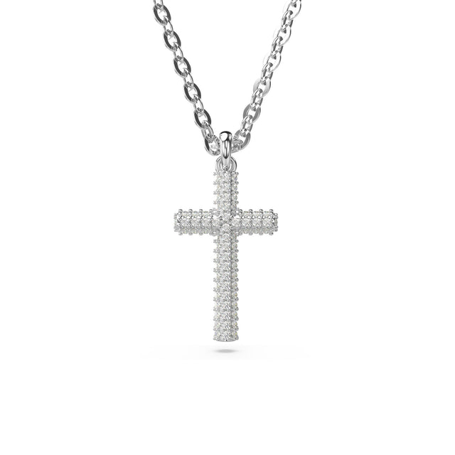 Swarovski Crystal and Zirconia Insigne Rhodium-Plated Cross Pendant Necklace