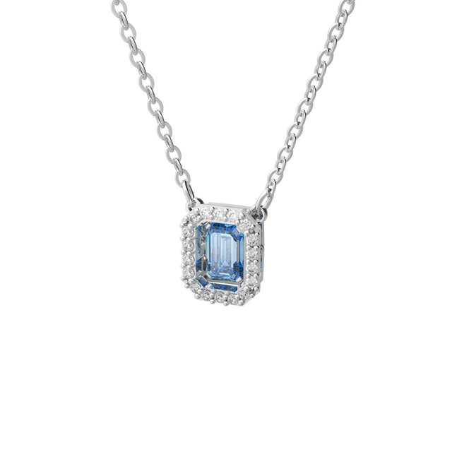 Swarovski Crystal and Zirconia Millenia Octagon-Cut Blue Dance Rhodium-Plated Pendant Necklace