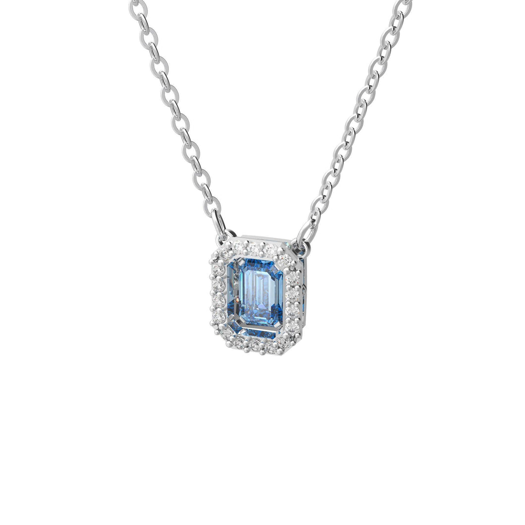 Swarovski Crystal and Zirconia Millenia Octagon-Cut Blue Dance Rhodium-Plated Pendant Necklace