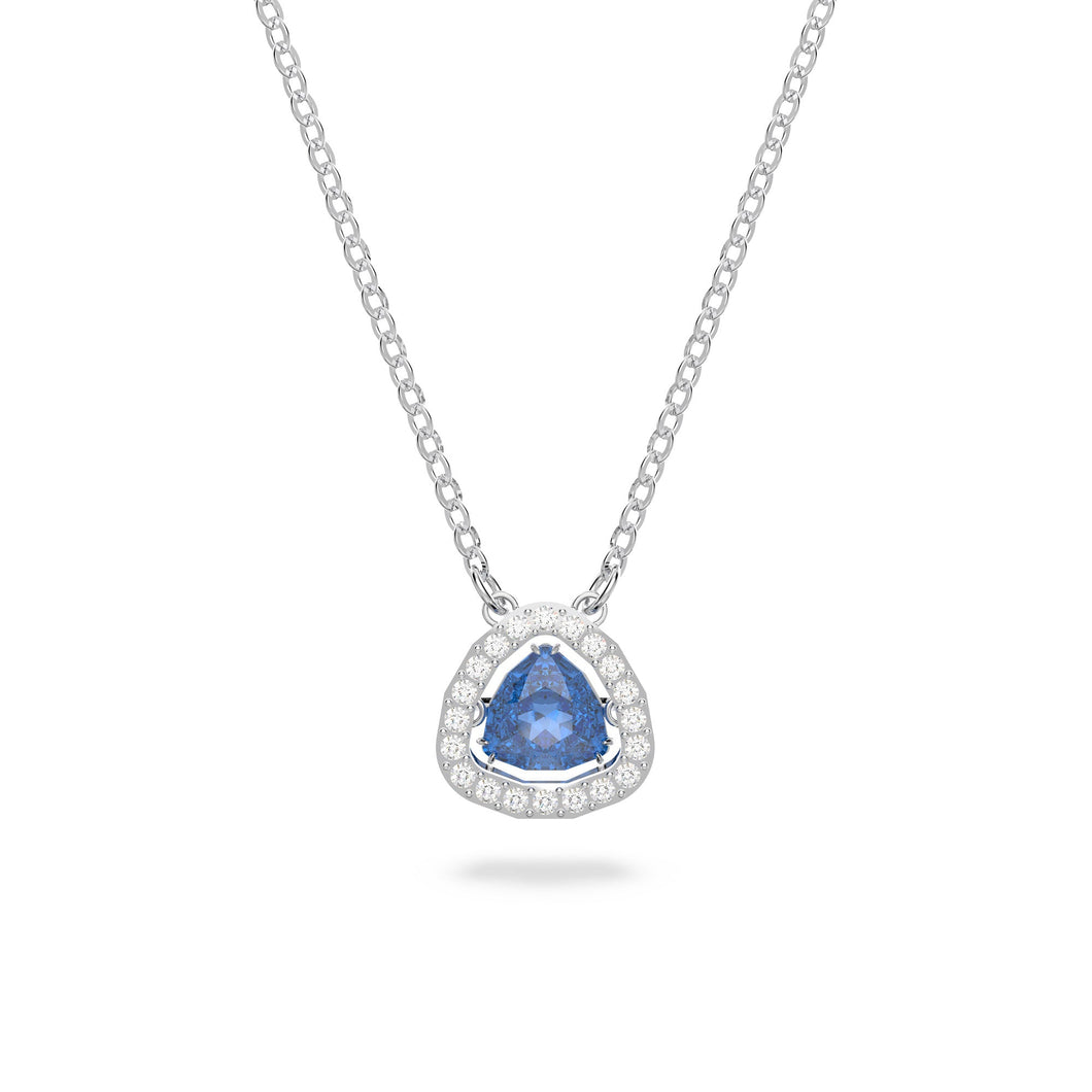 Swarovski Crystal and Zirconia Millenia Rhodium-Plated Blue Pendant Necklace