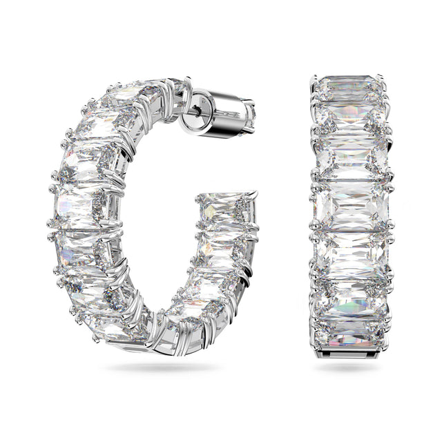 Swarovski Crystal and Zirconia Millenia Rhodium-Plated Inside Out Hoop Earrings