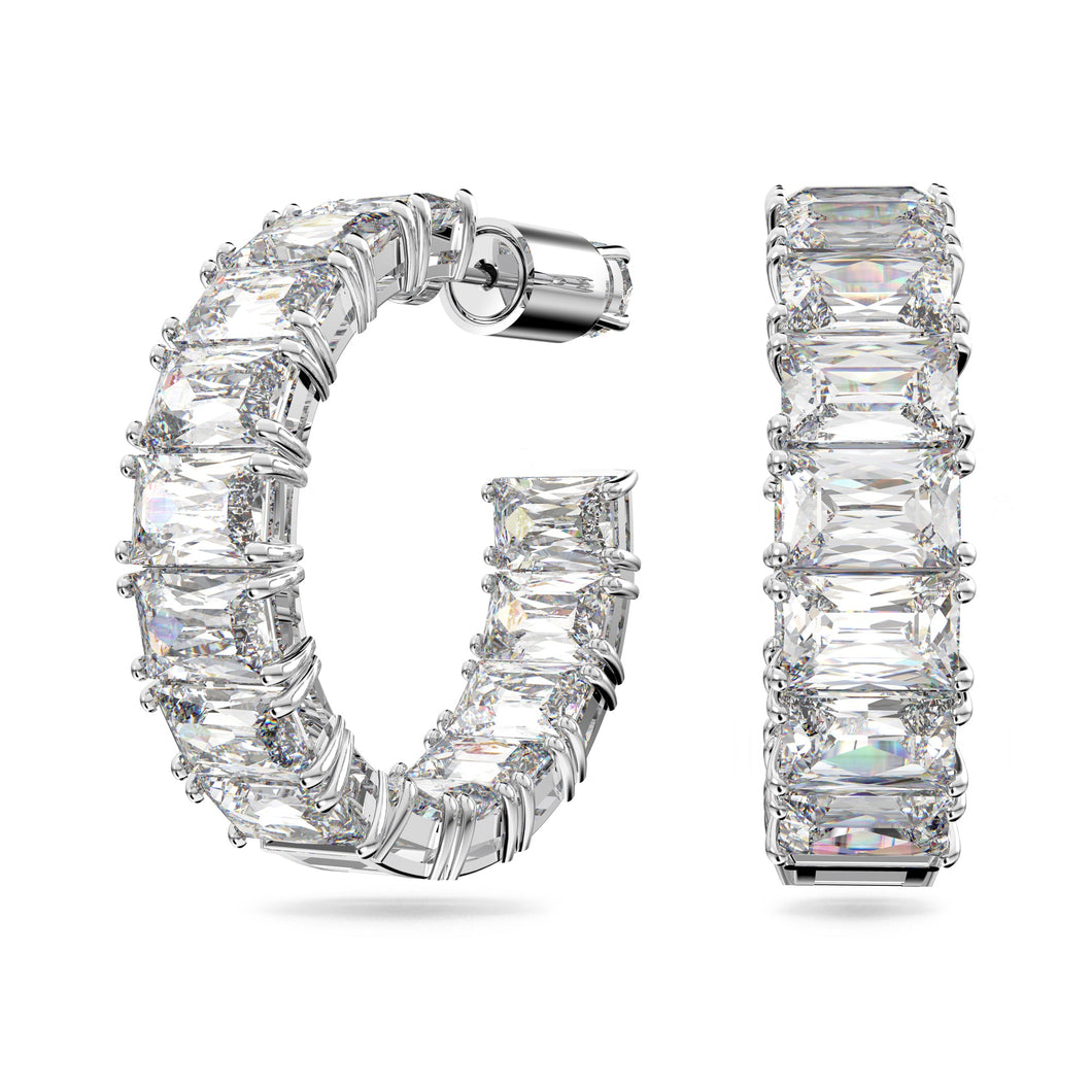 Swarovski Crystal and Zirconia Millenia Rhodium-Plated Inside Out Hoop Earrings