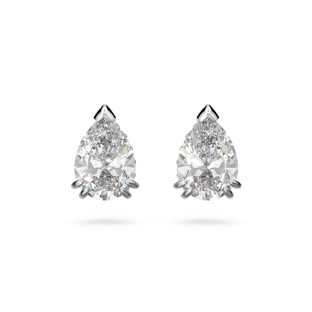 Swarovski Crystal and Zirconia Millenia Rhodium-Plated Pear-Cut Stud Earrings