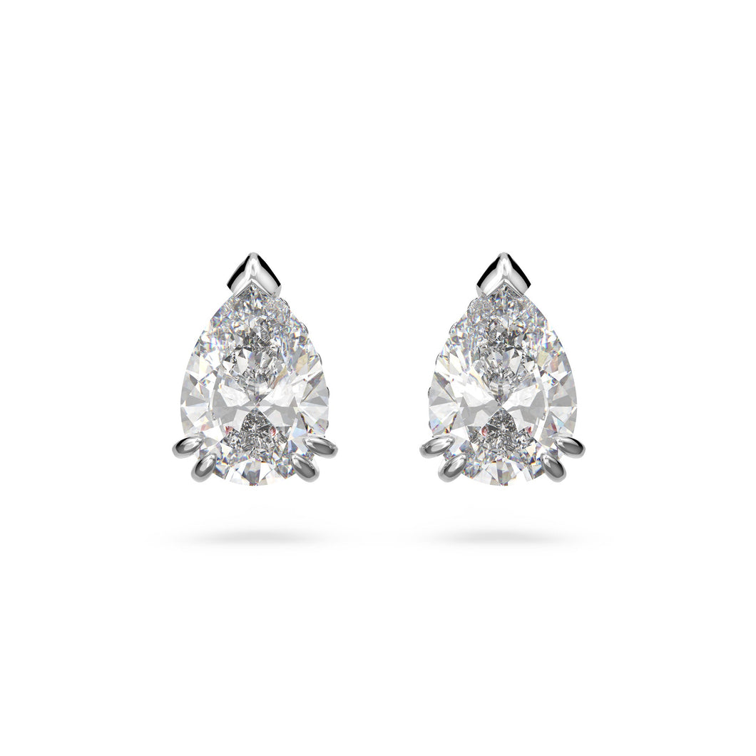 Swarovski Crystal and Zirconia Millenia Rhodium-Plated Pear-Cut Stud Earrings
