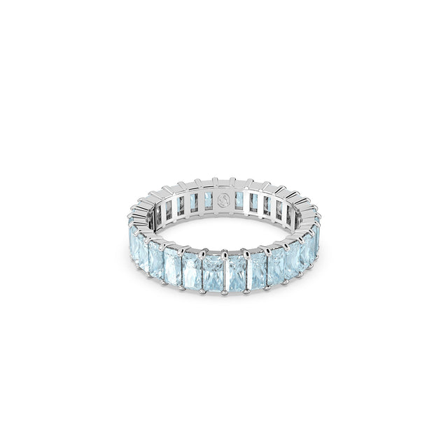 Swarovski Crystal and Zirconia Rhodium-Plated Blue Matrix Ring | Size 9