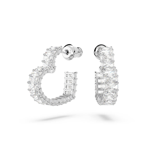Swarovski Crystal and Zirconia Rhodium-Plated Matrix Heart Hoop Earrings