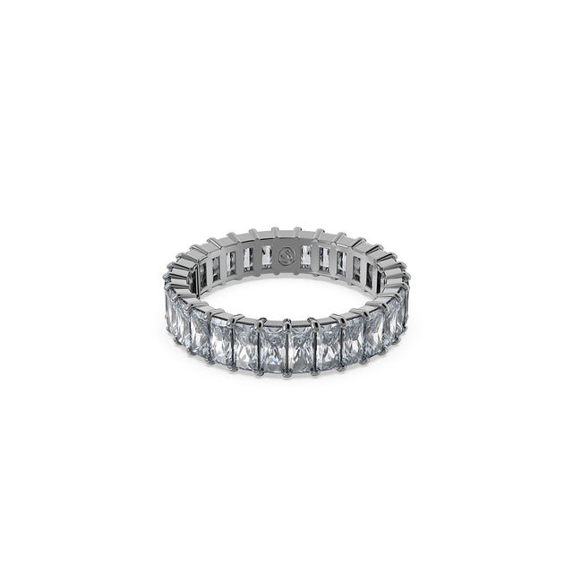 Swarovski Crystal and Zirconia Ruthenium-Plated Grey Matrix Ring | Size 9