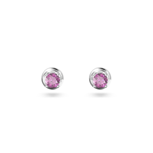 Swarovski Crystal and Zirconia Stilla Rhodium-Plated Round-Cut Purple Stud Earrings