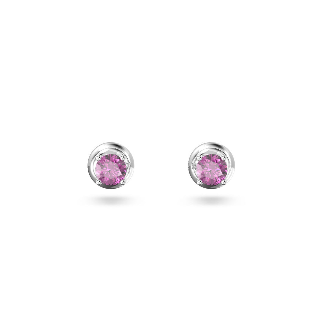 Swarovski Crystal and Zirconia Stilla Rhodium-Plated Round-Cut Purple Stud Earrings