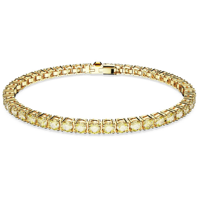 Swarovski Crystal and Zirconia Yellow Gold-Tone Plated Matrix Tennis Bracelet