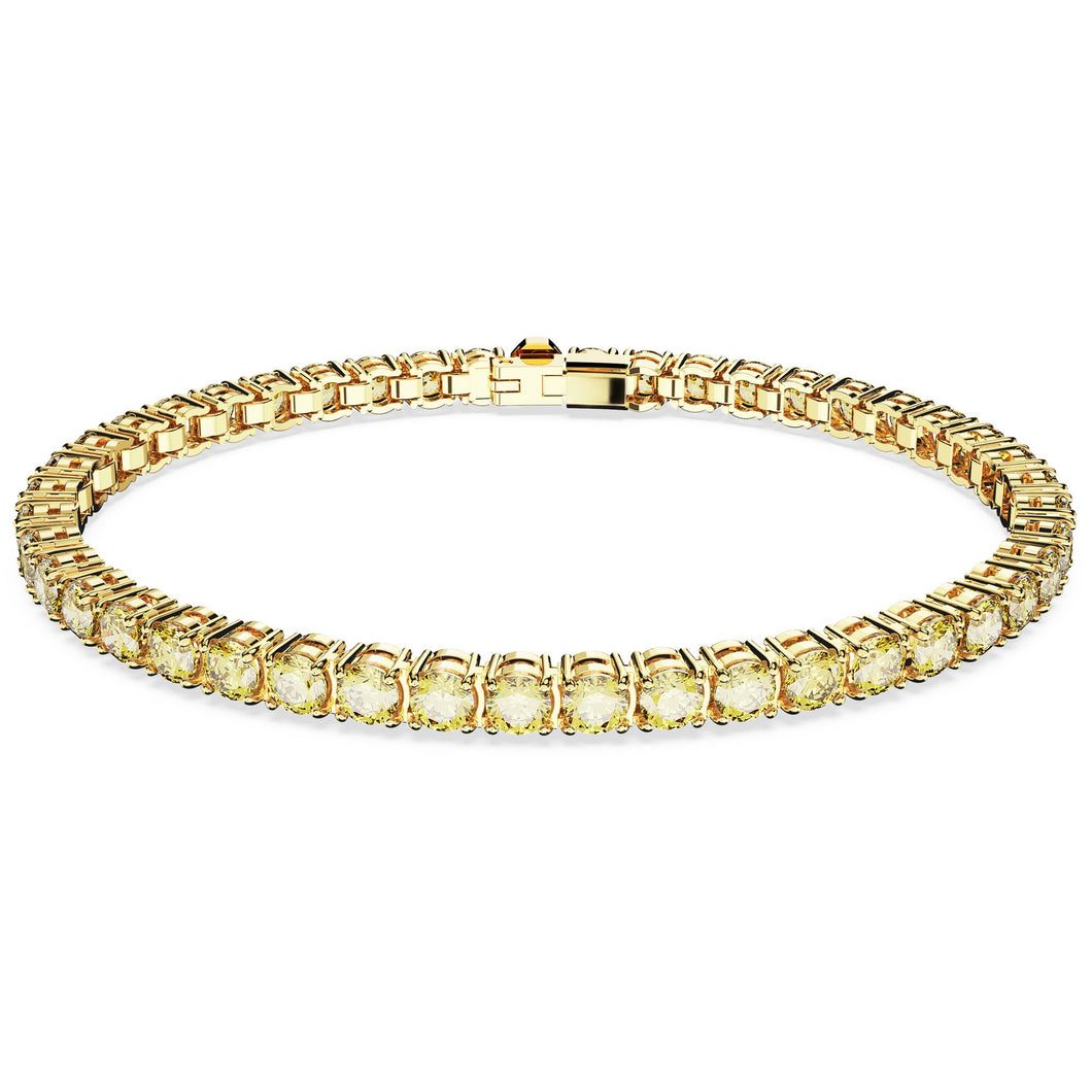 Swarovski Crystal and Zirconia Yellow Gold-Tone Plated Matrix Tennis Bracelet