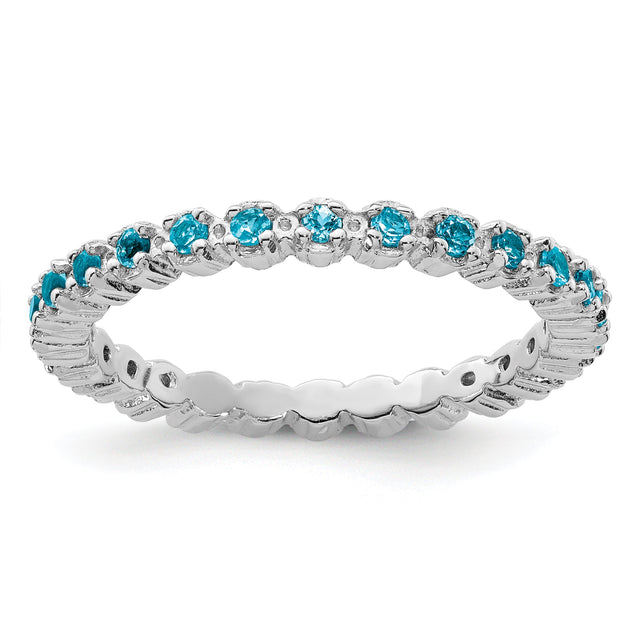 Swiss Blue Topaz Sterling Silver Stackable Eternity Ring | Size 5