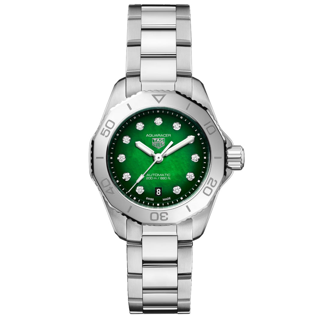 TAG Heuer AQUARACER Green Diamond Dial Automatic Stainless Steel Watch 30mm - WBP2415.BA0622