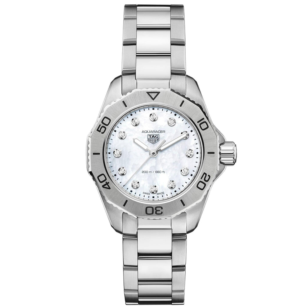TAG Heuer AQUARACER Professional 200 Quartz Diamond Mother of Pearl Dial Watch | 30mm | WBP1416.BA0622