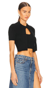 Alexander Wang Twinset Hybrid Halter Cardigan in Black