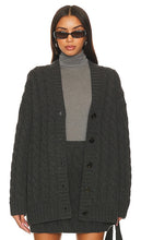 Theory Cable Felted Cardigan in Charcoal