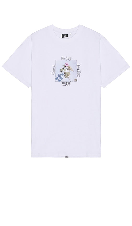 THRILLS Come Enjoy Reality Merch Fit Tee in White - T-shirt coupe Thrills Come Enjoy Reality Merch en blanc - THRILLS 快来享受 Reality Merch Fit 白色 T 恤 - THRILLS Come Enjoy Reality Merch Fit T-Shirt in Weiß - THRILLS Come Enjoy Reality Merch Fit 티셔츠 화이트 색상 - EMOZIONI Vieni a goderti la maglietta aderente Reality Merch in bianco