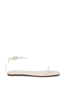 TKEES Square Toe Twiggy Sandal in Cream | Cream Flat Sandals for Women