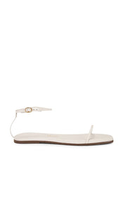 TKEES Square Toe Twiggy Sandal in Cream | Cream Flat Sandals for Women