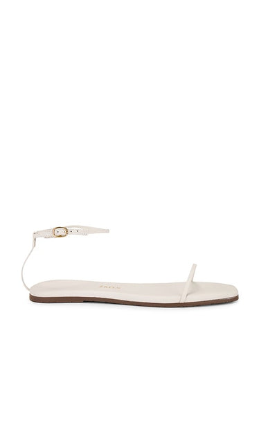 TKEES Square Toe Twiggy Sandal in Cream | Cream Flat Sandals for Women
