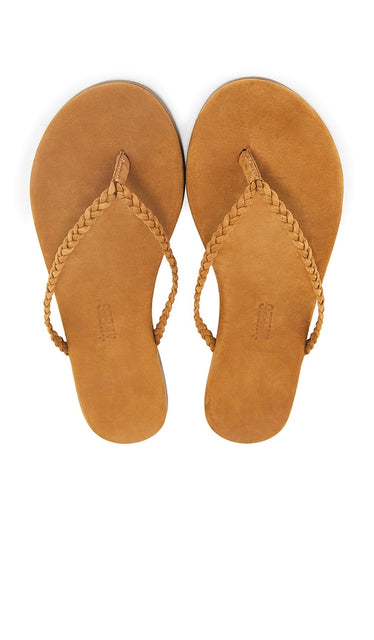 TKEES Lily Braid Sandal in Tan | Camel Flip Flop Sandals for Women