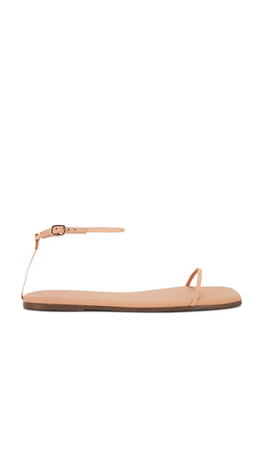 TKEES Square Toe Twiggy Sandal in Nude | Nude Beach Flat Sandals for Women
