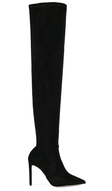 Tony Bianco Avah Boot in Black | Black Stretch Suede Over-the-Knee Boots for Women