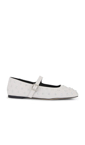 Tony Bianco Buffy Flat in White | White Nappa Mary Jane Flats for Women