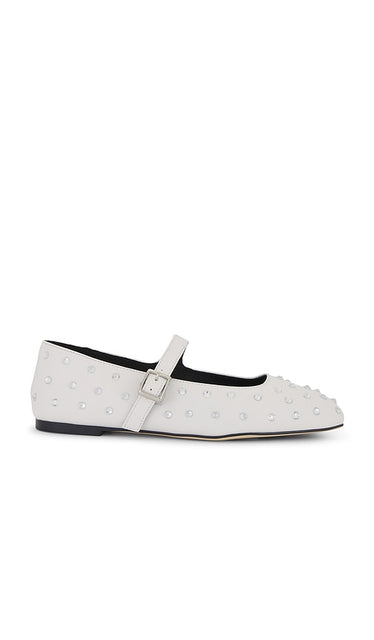 Tony Bianco Buffy Flat in White | White Nappa Mary Jane Flats for Women