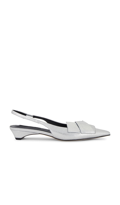 Tony Bianco Elijah Flat in Metallic Silver | Silver Vintage Metal Sling Back Flats for Women