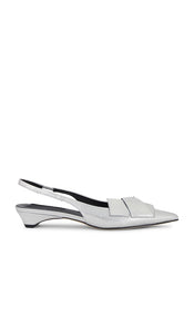 Tony Bianco Elijah Flat in Metallic Silver | Silver Vintage Metal Sling Back Flats for Women
