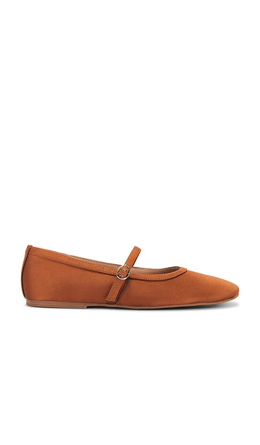 Tony Bianco x REVOLVE Melany Flat in Brown | Chocolate Satin Mary Jane Flats for Women